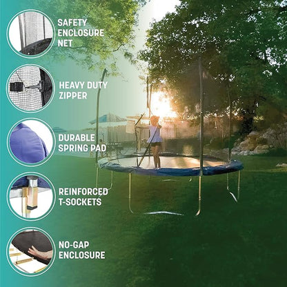Skywalker Trampoline Outdoor 8 FT, 12 FT, 15 FT Jump N’ Dunk Round Outdoor Trampoline with Net