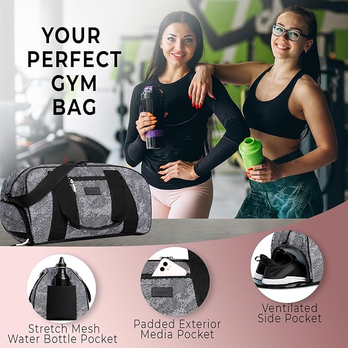 Vooray Burner Gym Duffel Bag, Gym Bag for Women and Men with Shoe Compartment, Weekender, Overnight