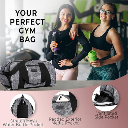 Vooray Burner Gym Duffel Bag, Gym Bag for Women and Men with Shoe Compartment, Weekender, Overnight