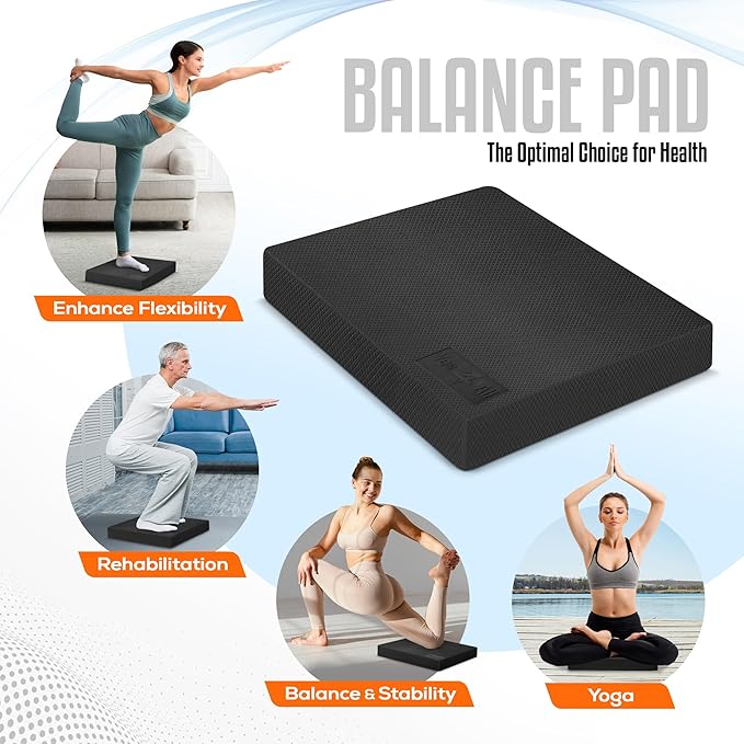Yes4All Upgraded Size Foam Pad for Exercise, Nonslip Foam Balance Pad Physical Therapy, Yoga &