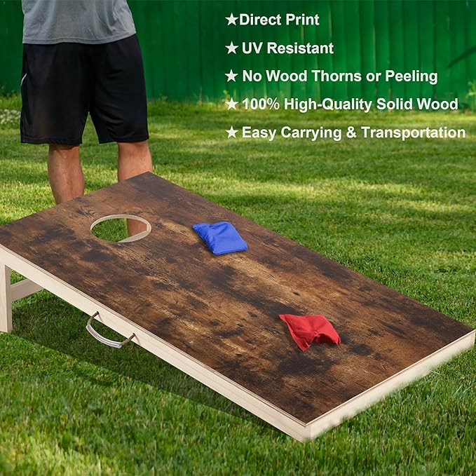 Cornhole Set 4'x2' Cornhole Board Sets with Bags Regulation Size, Corn Hole Games for Adults