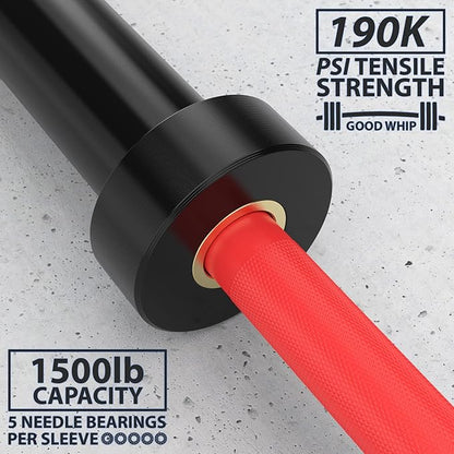 Synergee Games 15kg and 20kg Colored Ceramic Coated Barbells. Rated 1500lbs for Weightlifting and