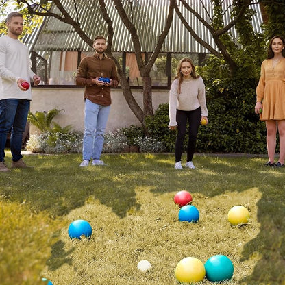 Pointyard 84mm Bocce Ball Set, Outdoor Games for Adults and Family, Backyard Ball Set with 8 PE