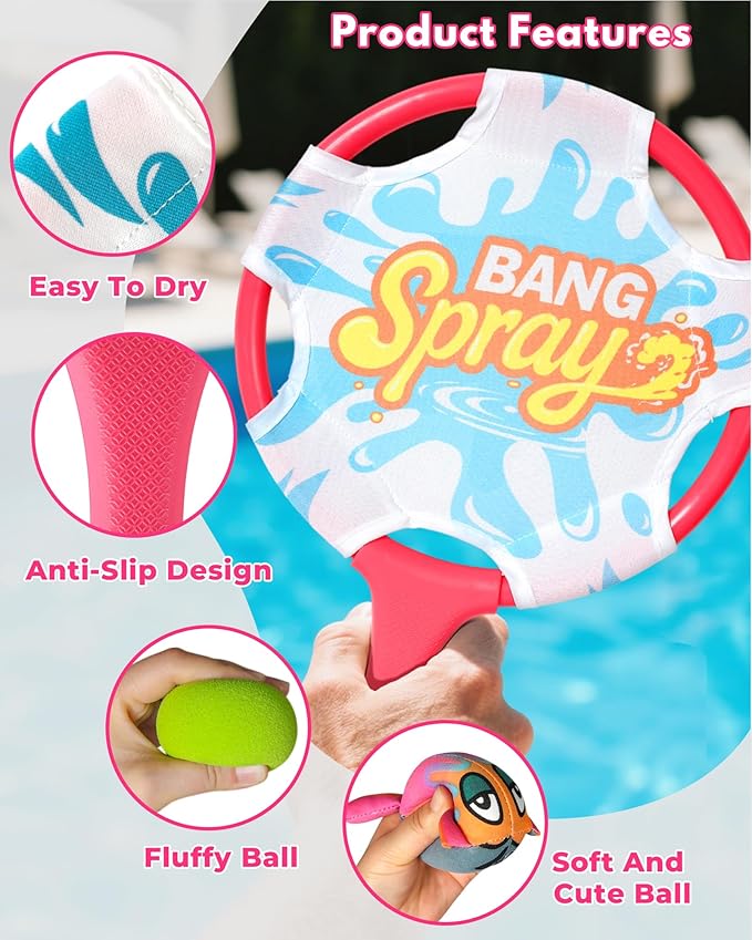 Water Paddle Toss Game with Floating Octopus Ball, Fun Indoor & Outdoor Play Set for Kids, Family