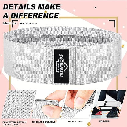 Fabric Resistance Bands for Working Out, 6Pack Non-Slip Exercise Bands for Women and Men, Fabric