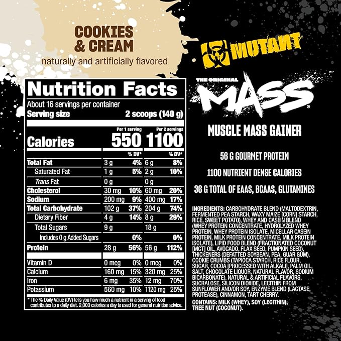 Mutant Mass | Weight Mass Gainer Protein Powder - high Calorie Protein Powder for Mass gain