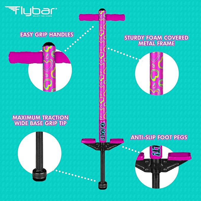 Flybar Jolt Pogo Stick for Kids Ages 6 and Up, 40 to 80 Pounds, Perfect for Beginners, Easy Grip