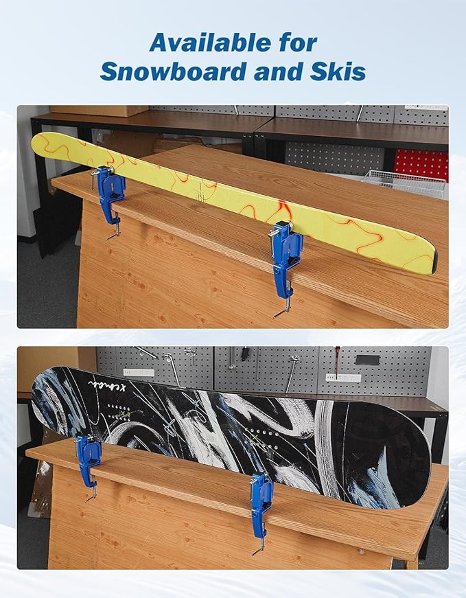 JOYTUTUS Ski and Snowboard Vises for Tuning, Edges and Waxing, Non-Slip Snowboard Clamp with Rubber