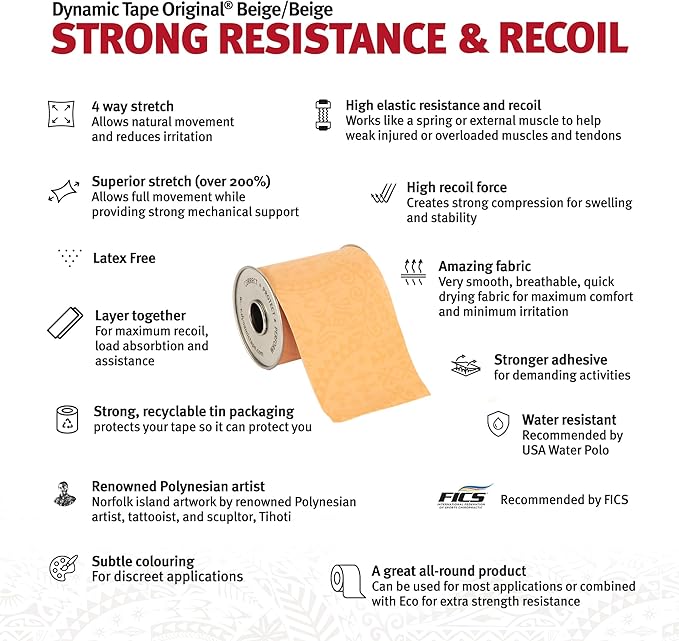 Dynamic Tape Original | Biomechanical Adhesive Tape | Physio Tape for Knee, Ankle, Shoulder, Leg