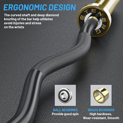 47" Olympic EZ Curl Bar 500-lbs Capacity Steel Barbell Suitable for 2" Weight Plates, 2-Inch Curl