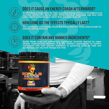Gorilla Mind Pre Workout - Massive Pumps Laser Focus Energy Power - L-Citrulline, Creatine