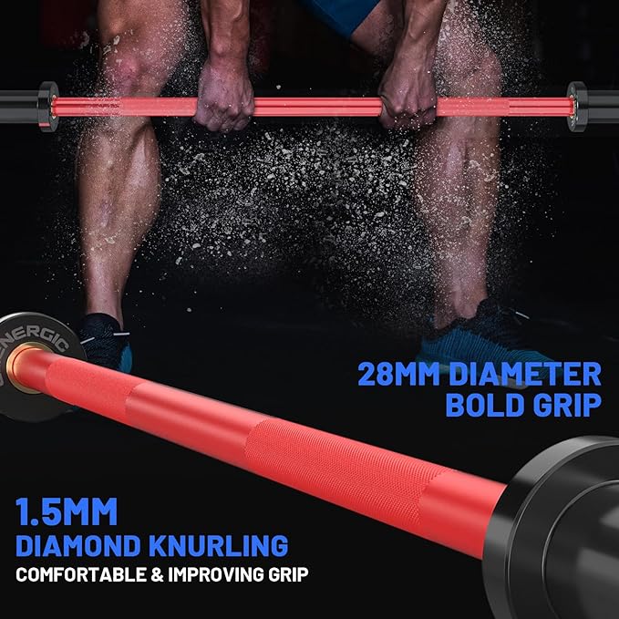 4ft Olympic Barbell 20KG Bar Load 500lbs Capacity Available Men's Barbell with Hard Chrome Sleeves