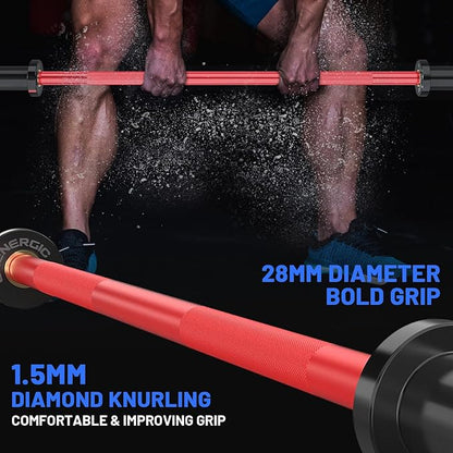 4ft Olympic Barbell 20KG Bar Load 500lbs Capacity Available Men's Barbell with Hard Chrome Sleeves