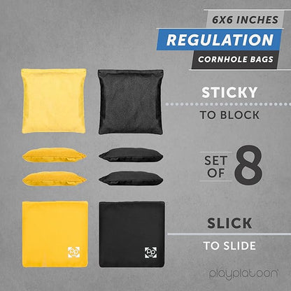 Professional Cornhole Bags - Set of 8 Regulation All Weather Double Sided - Sticky Side/Slick Side