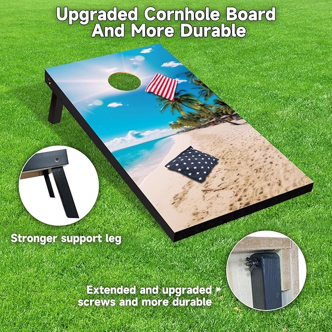 Cornhole Board Set with Carrying Bags & 8 Bean Bags Corn Hole Boards Bean Toss Game for Adults