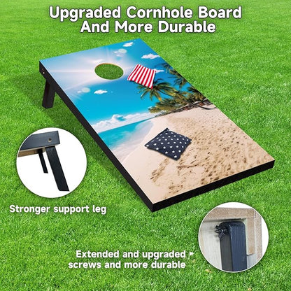 Cornhole Board Set with Carrying Bags & 8 Bean Bags Corn Hole Boards Bean Toss Game for Adults