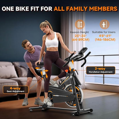 Exercise Bike, Wenoker Stationary Bike for Home, App Supported Indoor Bike with Silent Belt Drive