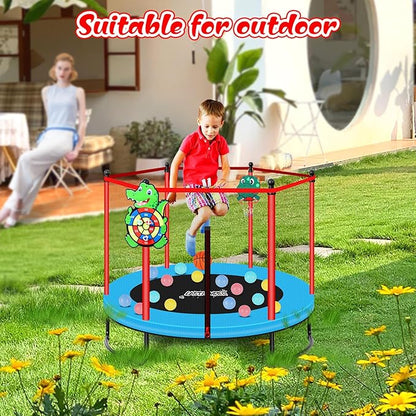 Pink Indoor Trampoline for Kids 2-5, 5ft Mini Indoor & Outdoor Small Toddler Trampoline with Net