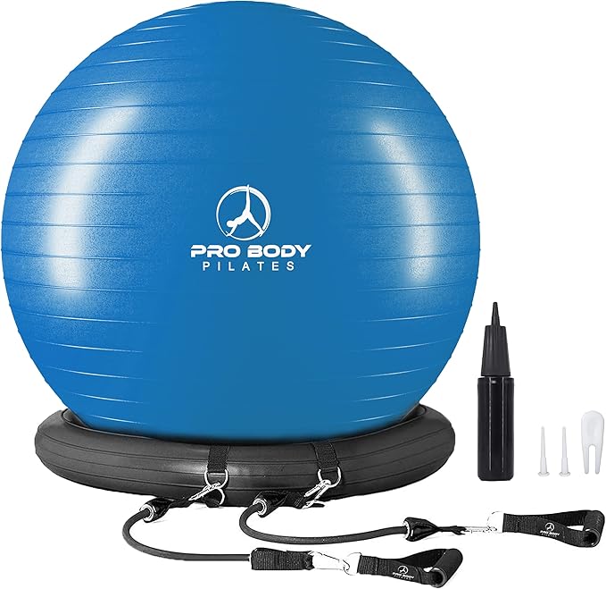 ProBody Pilates Yoga Ball Chair, Exercise Ball Chair with Base or Stand for Home Office Desk