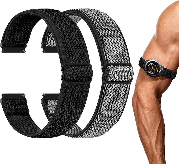 2 Pack Elastic Ankle/Arm Watch Bands Compatible with Garmin Venu 3/Venu 2/Vivoactive 4, Garmin