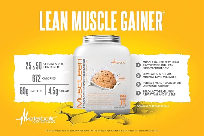 Metabolic Nutrition - Musclean - Milkshake, Whey High Protein Meal Replacement, Maintenance