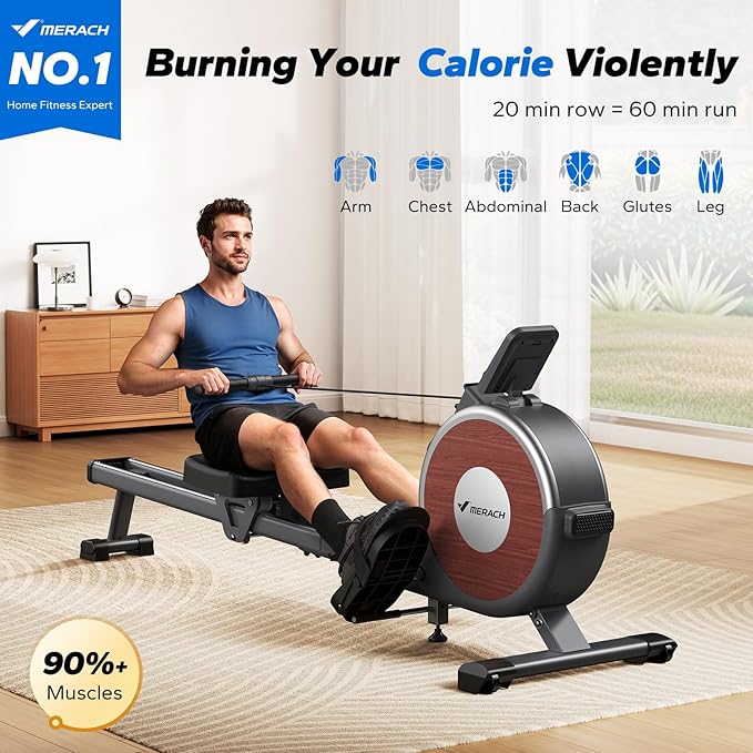 MERACH Rowing Machines for Home, Magnetic Rowing Machine with 16 Levels, Rower Machine of Quiet