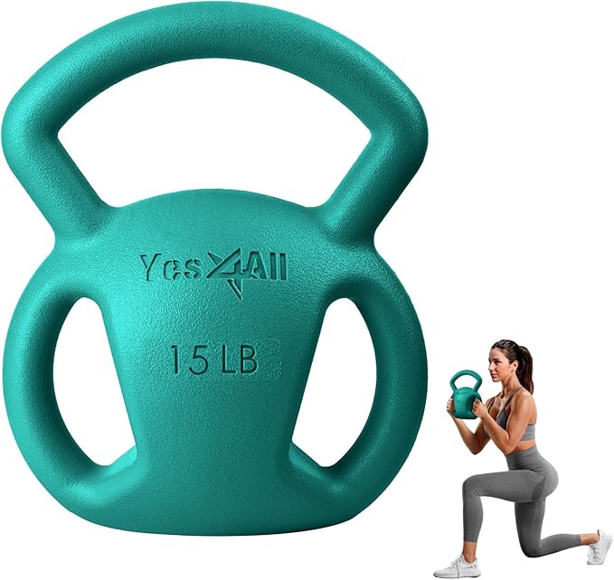 Yes4All Kettlebell, Strength Training Kettlebells for Women, Wide Multi-grip Textured Handle for