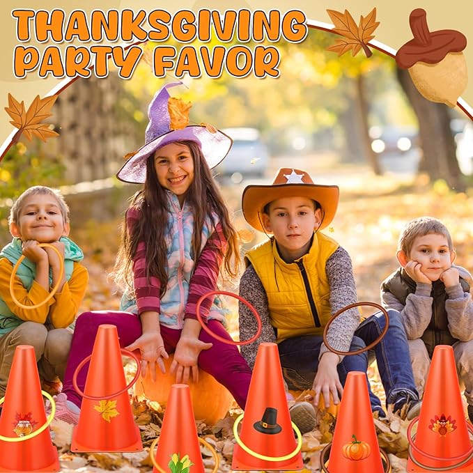 Jenaai 26 Pieces Fall Thanksgiving Ring Toss Game Outdoor Carnival Party Games Include 6 Pcs Fall