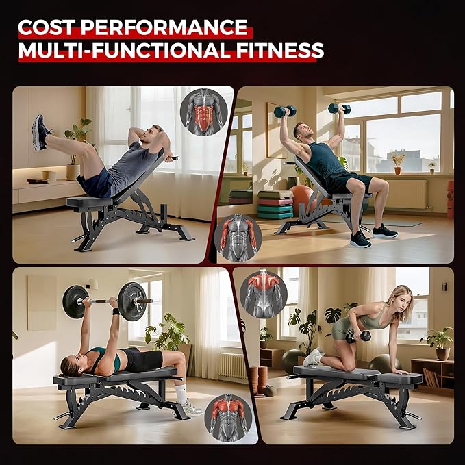 Weight Bench, Adjustable Workout Bench for Home Gym Full Body Workout, 1300LBS Weight Capacity