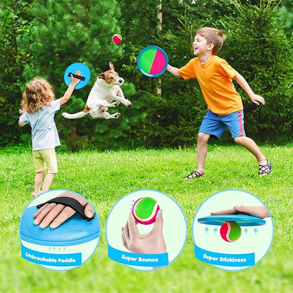 Toss and Catch Ball Set Upgraded - Kids Toys Outdoor Games for Whole Family - Water-Resistant Great