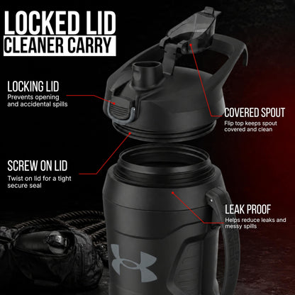 Under Armour Insulated Water Bottle with Handle & Fence Hook, Half Gallon Sports Water Jug