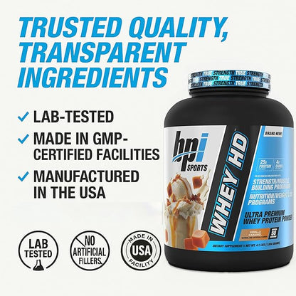 BPI Sports Whey HD Ultra Premium Protein Powder Isolate | Workout Whey Protein Powder For Men &