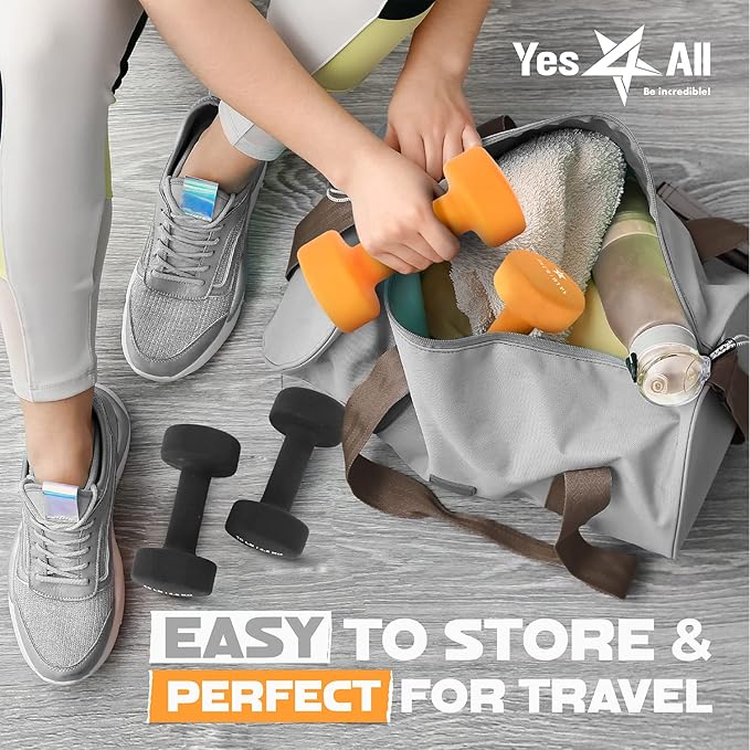 Yes4All Neoprene Coated Dumbbell Hand Weight Sets of 2 - Multiple Weight Options with 15 Colors