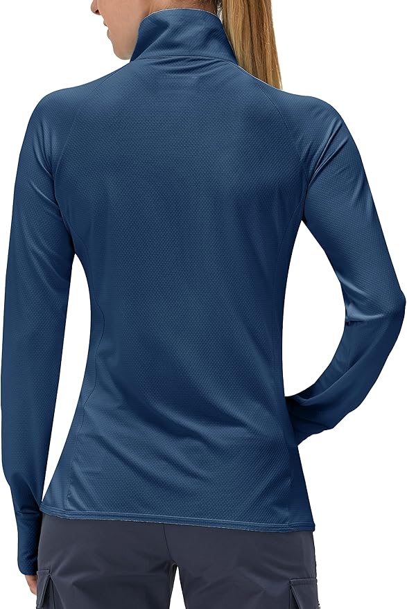 Women's UPF 50+ UV Sun Protection Clothing Long Sleeve Athletic Hiking Shirts Lightweight SPF Zip
