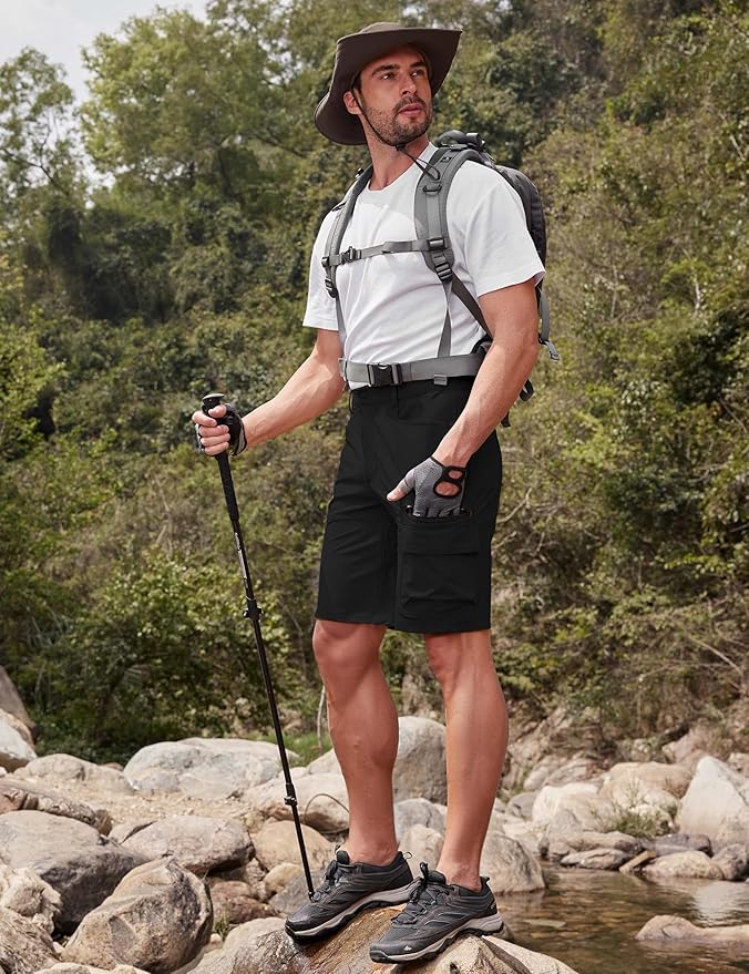 CRYSULLY Men's Hiking Cargo Shorts Outdoor Summer Lightweight Quick Dry Work Casual Shorts with 5
