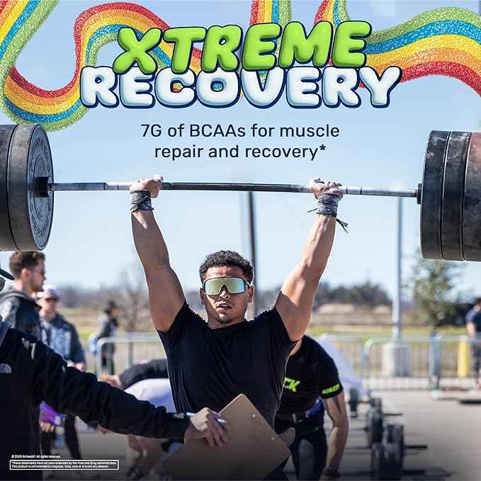 Original BCAA Powder Airheads Rainbow Berry Flavor, 7g BCAA and 2.5g L-Glutamine, Sugar Free Post