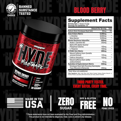 PROSUPPS Mr. Hyde Nightmare Pre Workout Powder with Caffeine & Beta Alanine - Preworkout for