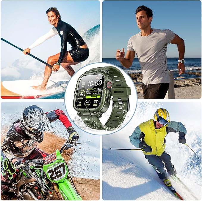 Dsytom Waterproof Case with Band Compatible for Apple Watch Band 46mm 45mm 44mm 42mm(S11/10) 41mm