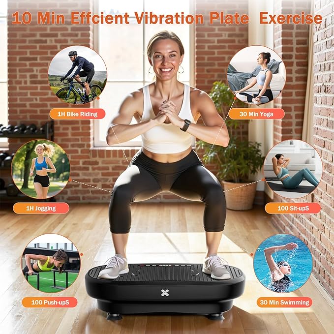 Vibration Plate Exercise Machine, Vibration Plate Platform with Bluetooth & Resistance Bands