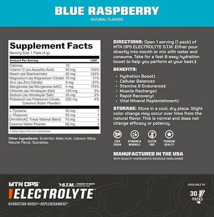 MTN OPS Electrolytes Powder Packets, Sugar Free Hydration Packets, Gluten-Free Hydration Powder
