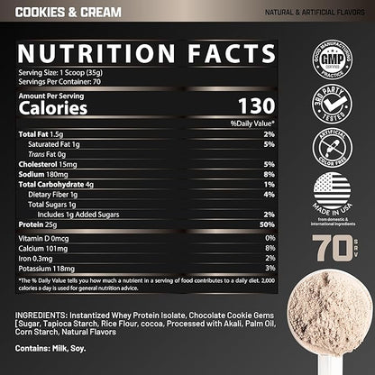 Nutrex Research IsoFit Whey Protein Powder Instantized 100% Whey Protein Isolate (70 Servings