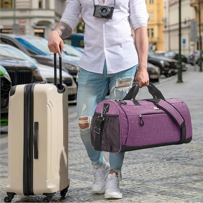 TOPDesign Gym Bag for Women & Men, Unisex Duffel Bag with Shoe Compartment & Wet Pocket for Travel