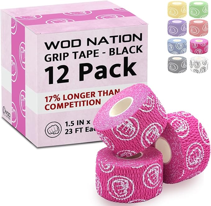 WOD Nation Flexible Hook-Grip Athletic Tape – Easy-Tear, Sweat-Proof Thumb & Finger Strips for