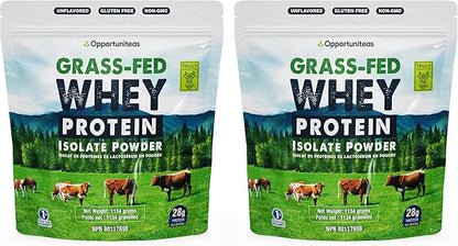Opportuniteas Grass Fed Whey Isolate Protein Powder - Unflavored 28g Protein Powder Without