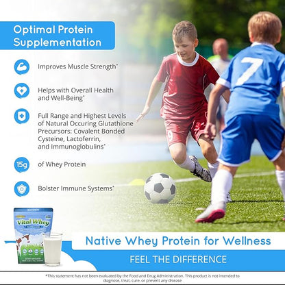 Grass-Fed Whey Protein Powder for Immune Vitality, Natural Cocoa 600g (30 Servings), 15g Protein