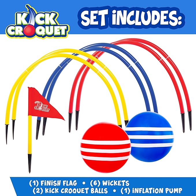 Franklin Sports Kick Croquet Game Set - Perfect for Kids and Adults - Combines Soccer and Croquet