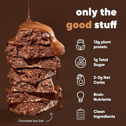 IQBAR Brain and Body Plant Protein Bars - Chocolate Lovers Variety - 12-Count Low Carb - Gluten