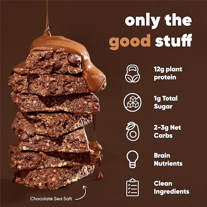 IQBAR Brain and Body Plant Protein Bars - Chocolate Lovers Variety - 36-Count Low Carb - Gluten