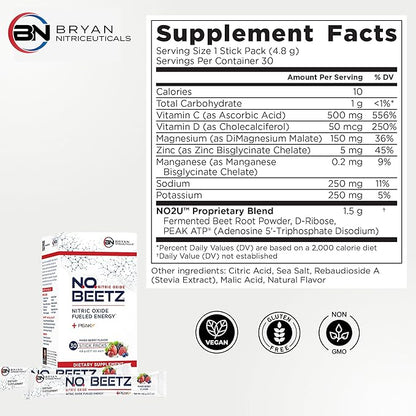 N.O. Beetz Nitric Oxide Fueled Energy Boost Supplement, Hydration & Cellular Energy Production