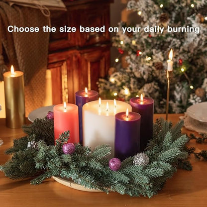 MOZEAL 3" x 6" Hand-Poured, Unscented Pillar Candles. Each Offers Approx 115 Hours of Clean
